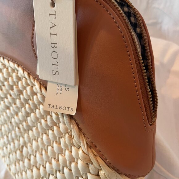 Talbots Cream and Tan Satchel with Woven Texture - Picture 3 of 12